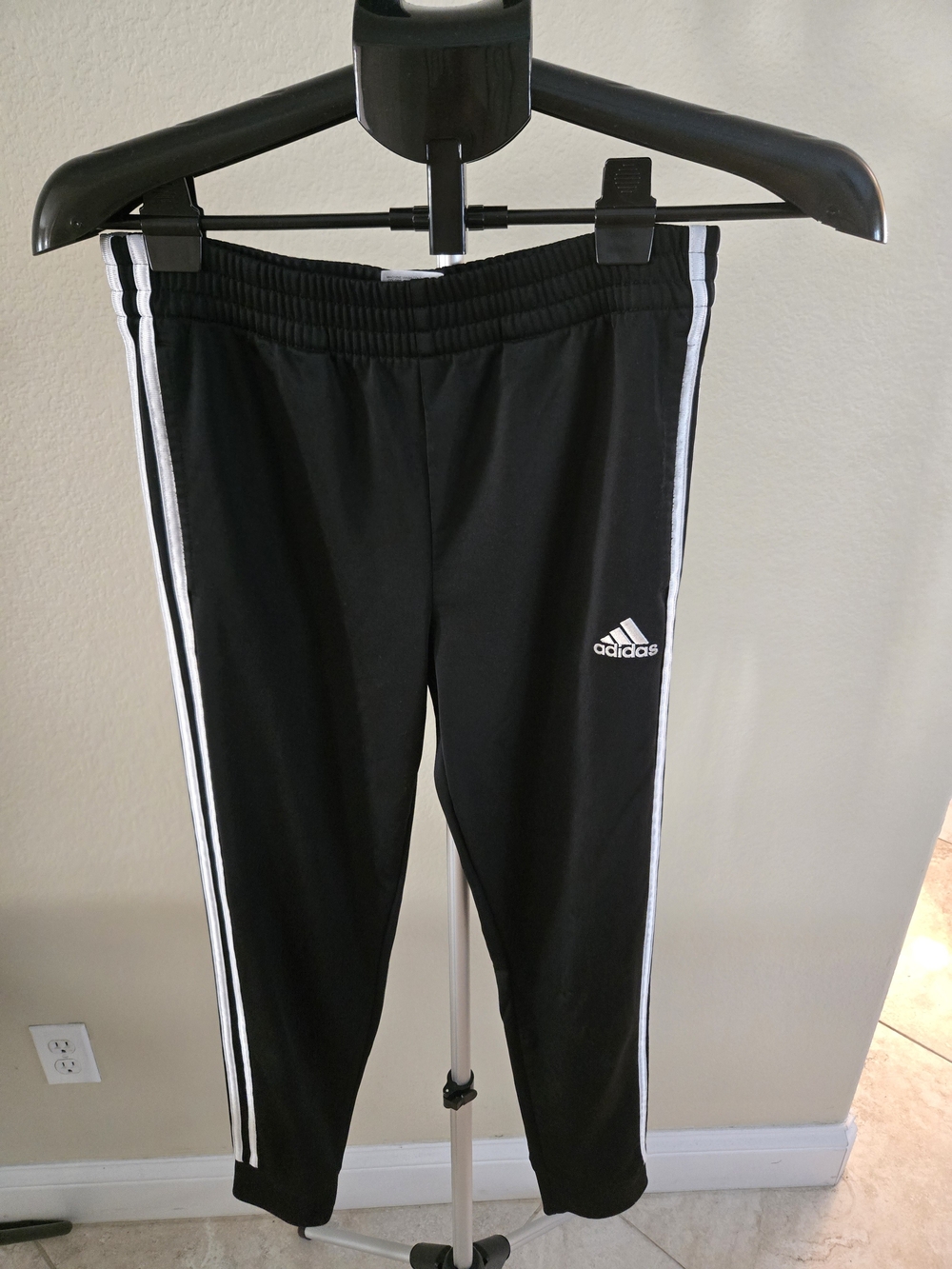 adidas Black Jogger Pants with White Side Stripes